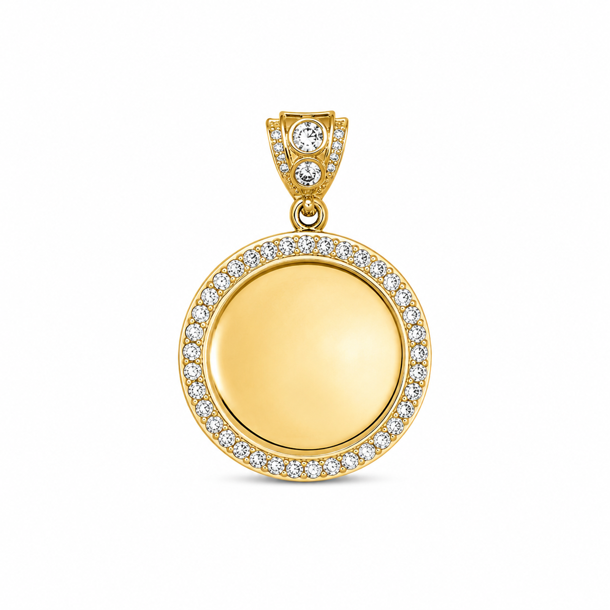 14KT Yellow Gold Round CZ Memory Pendant [A5B3]