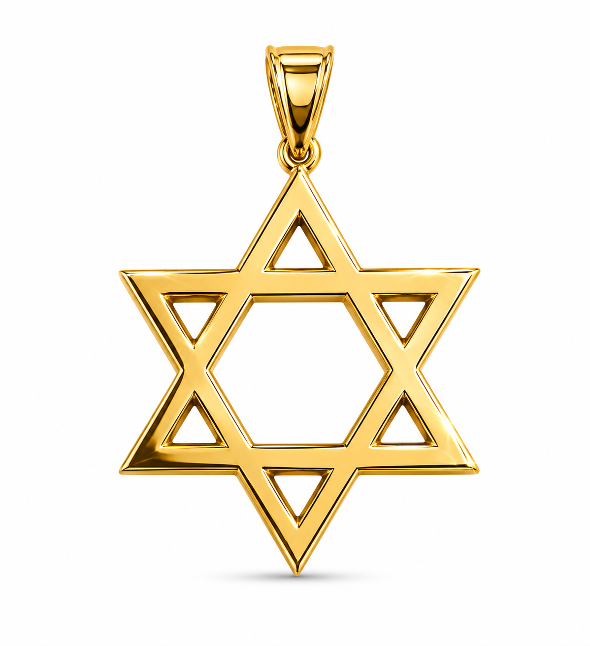 14KT Yellow Gold Solid Star of David Pendant [A5B5]