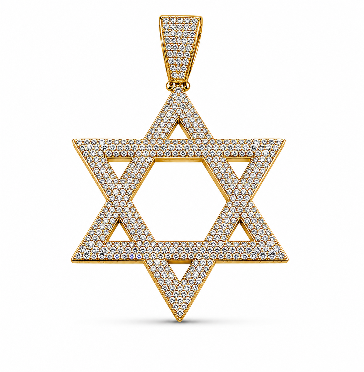 10KT Yellow Gold Star of David CZ Pendant [A6B3]