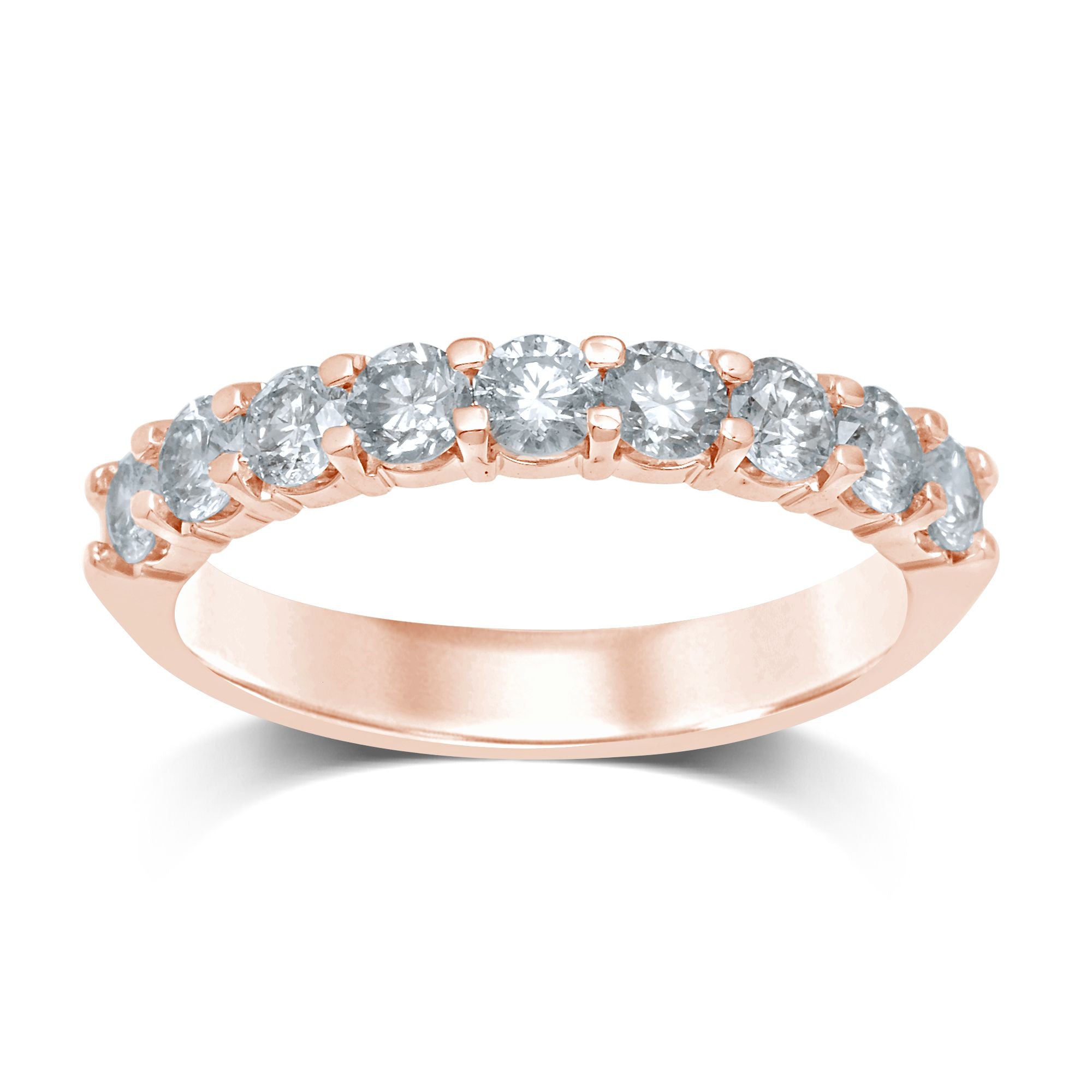 14K Rose Gold Beautiful 0.16Ct Diamond Band (9 Diamond Stones)