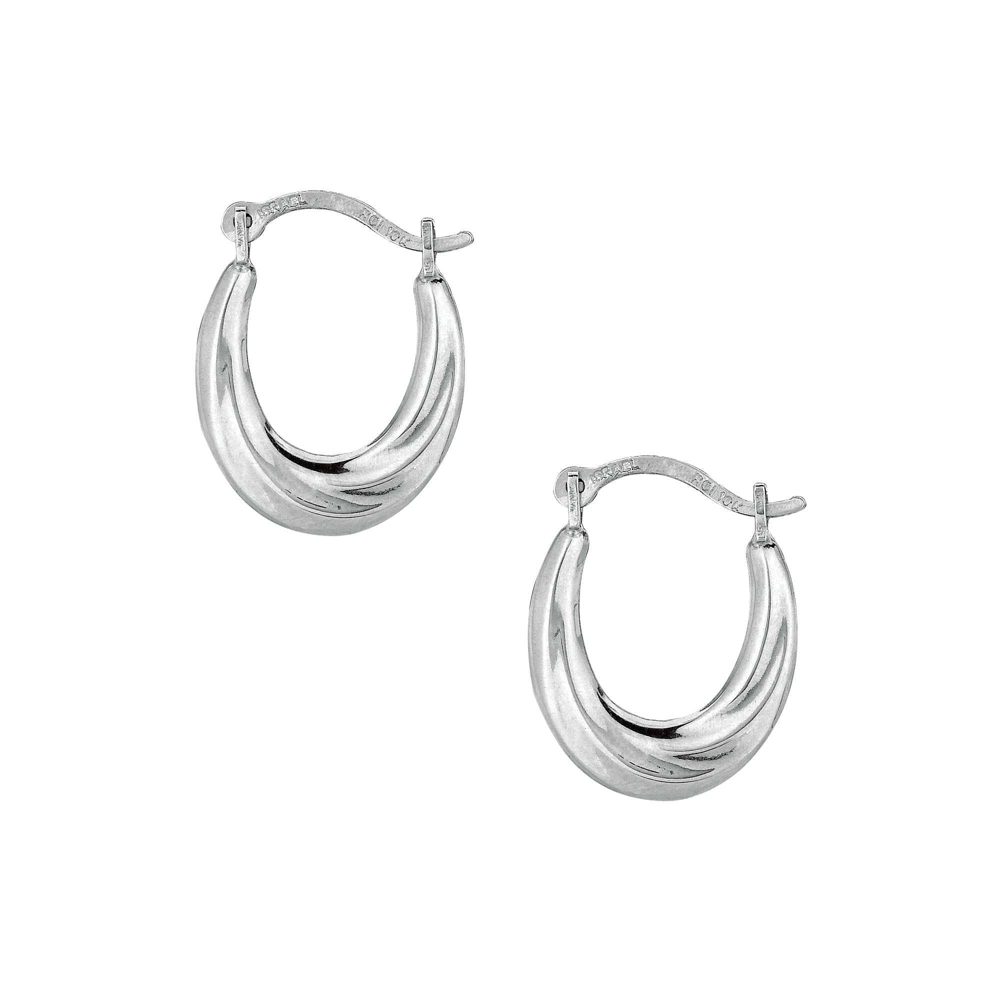 10K White Gold Mini Oval Hoop Earring