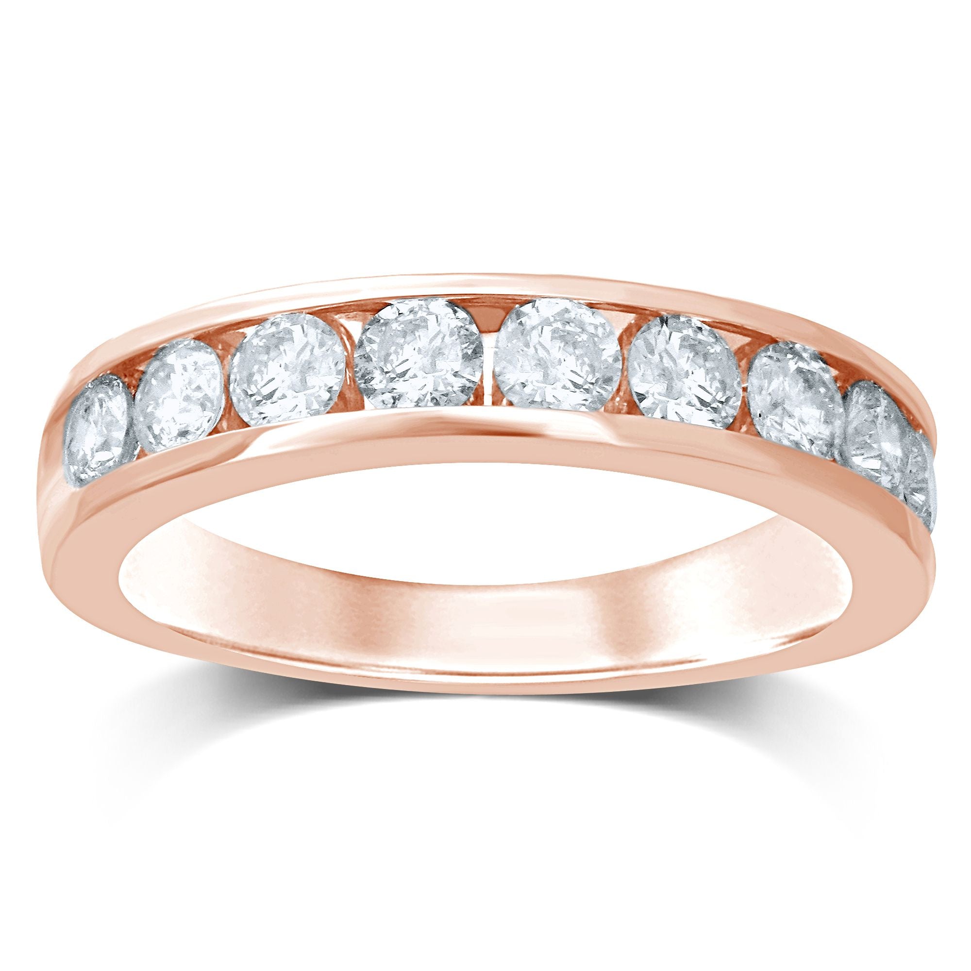 14K Rose Gold Dazzling 1.00Ct Diamond Band (9 Diamond Stones)