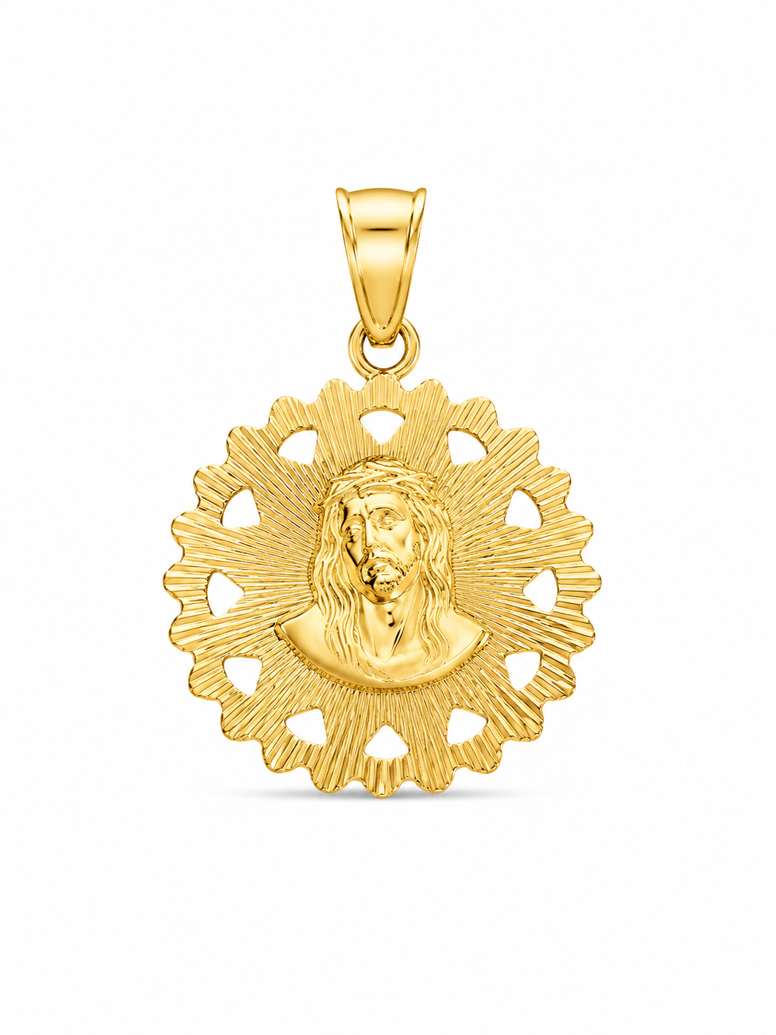 14KT Round Jesus Face Yellow Gold Pendant [A2B5]