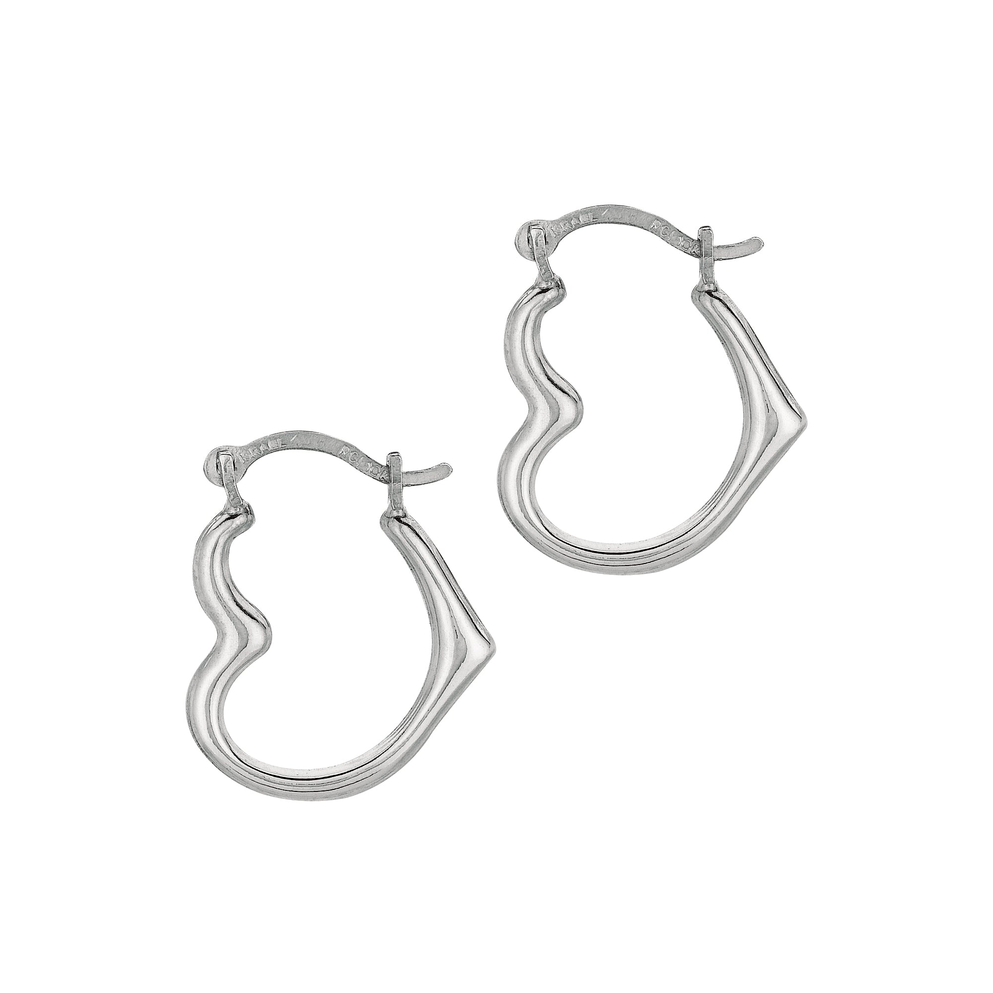 10K White Gold Heart Hoop Earring