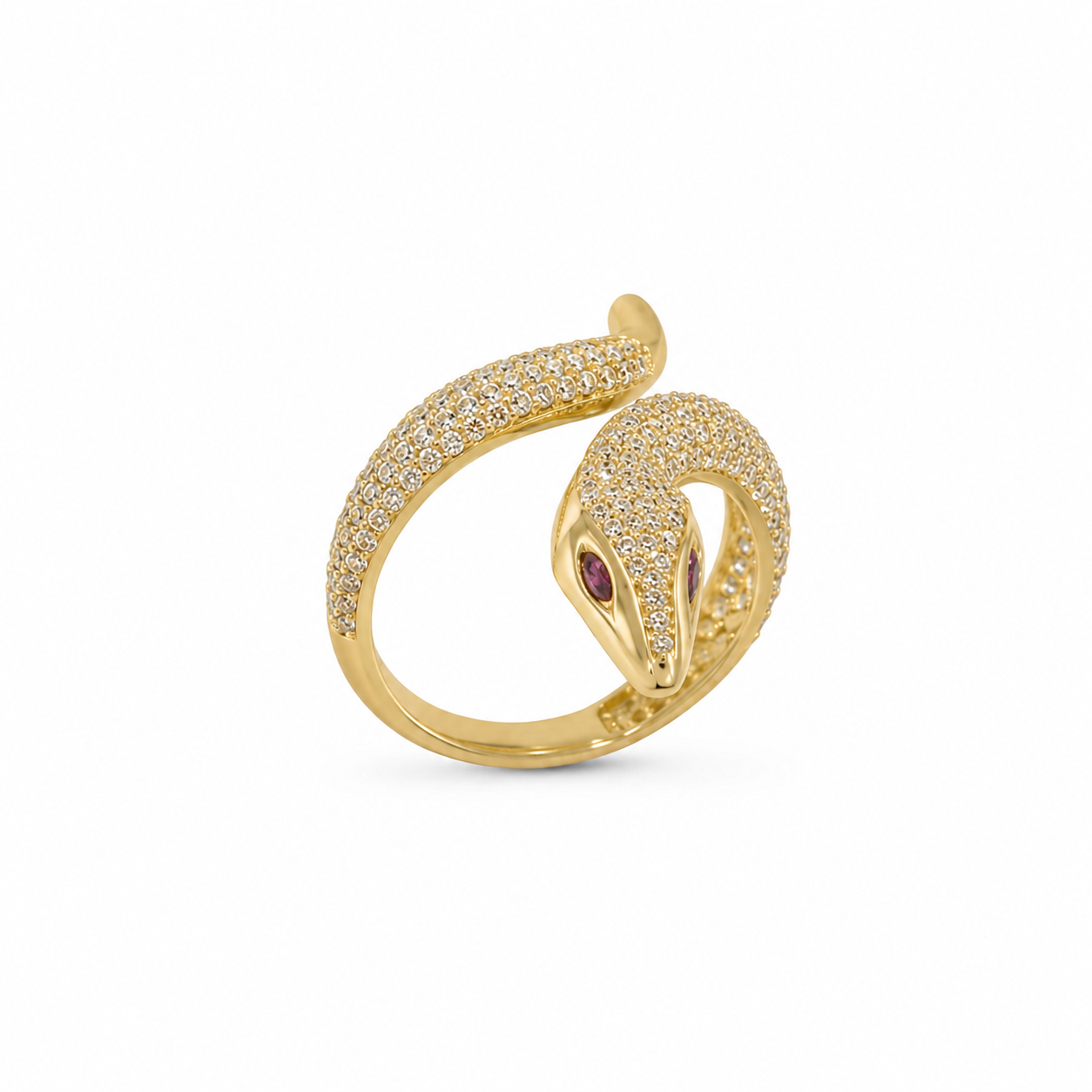 14KT Snake Cubic Zirconium Yellow Gold Ring [A4B1]