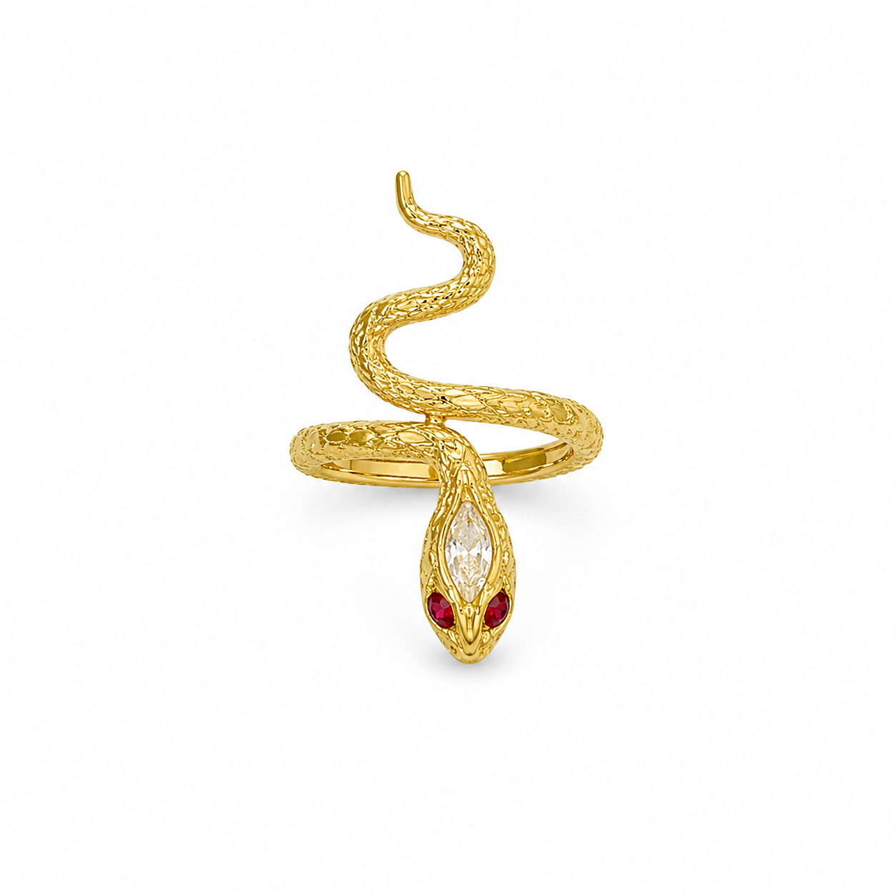 14KT Snake Cubic Zirconium Yellow Gold Ring [A4B3]