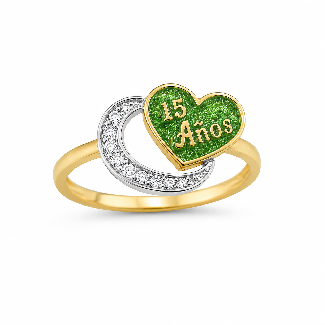 10KT Quinceañera Cubic Zirconium Yellow Gold Ring [A2B5]
