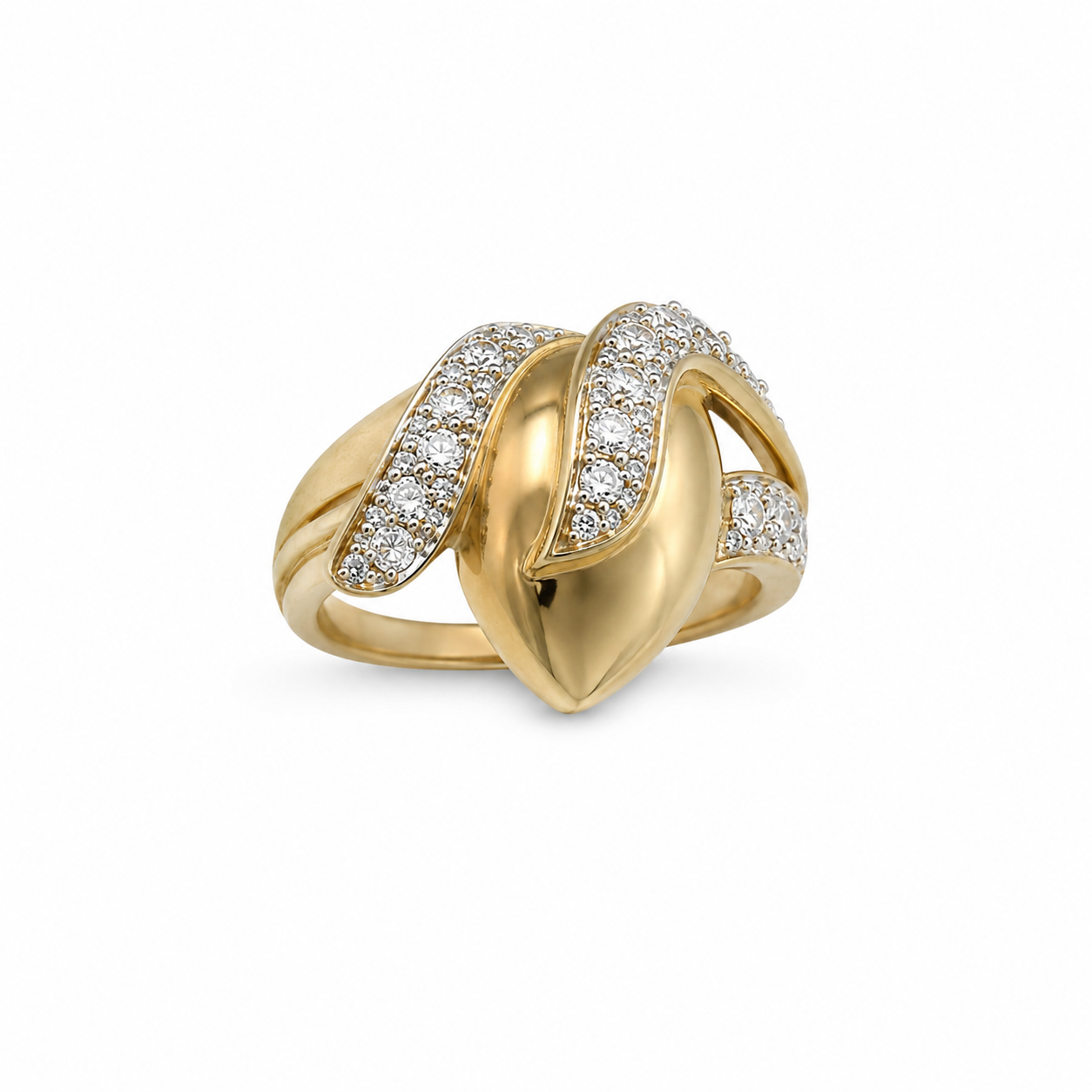 10KT Designer Cubic Zironium Yellow Gold Ring [A4B5]