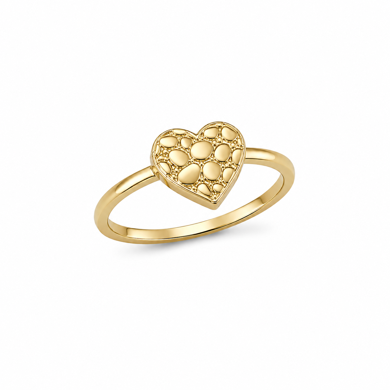 10KT Heart Yellow Gold Ring {A1B6]