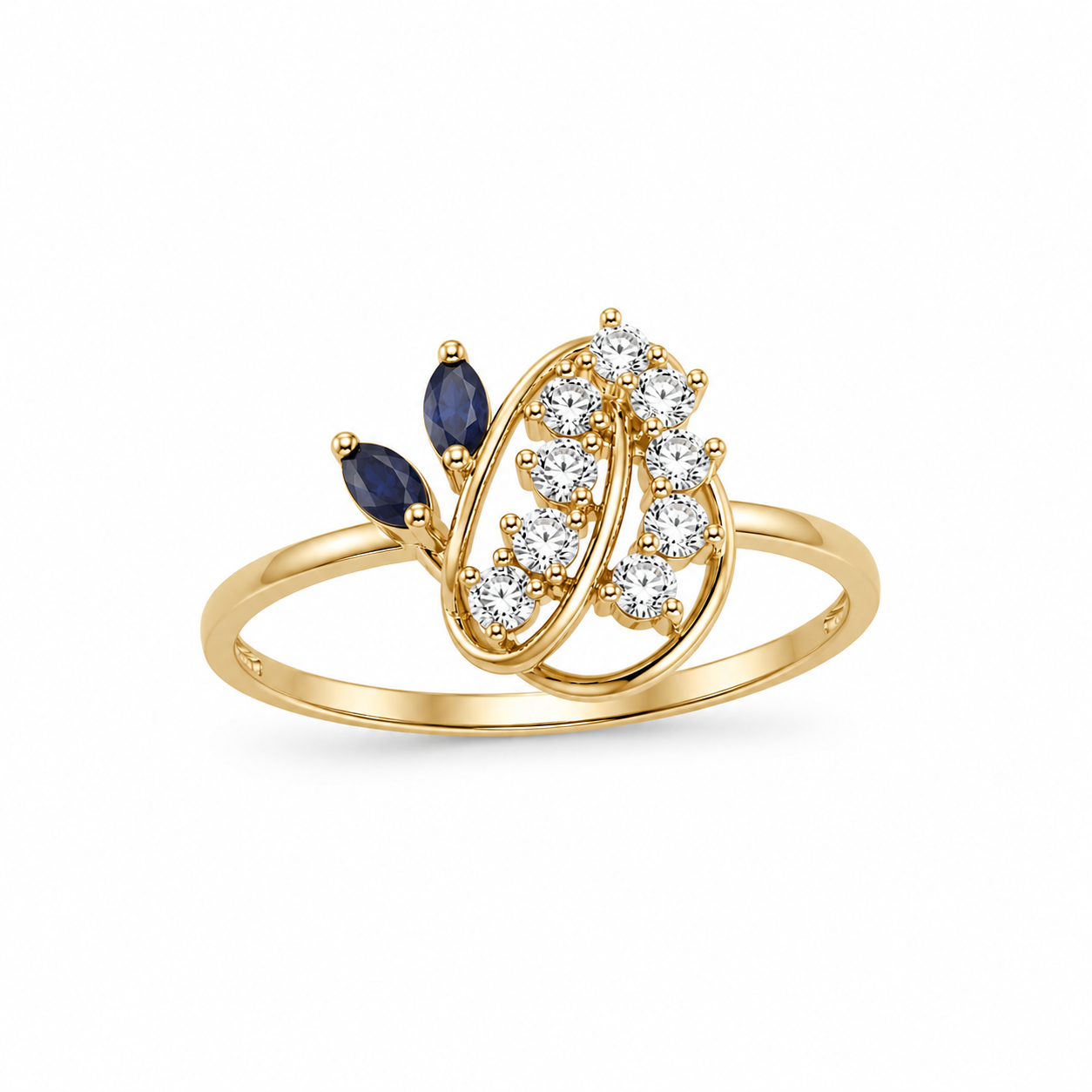 10KT Designer Cubic Zirconium Yellow Gold Ring [A2B0]
