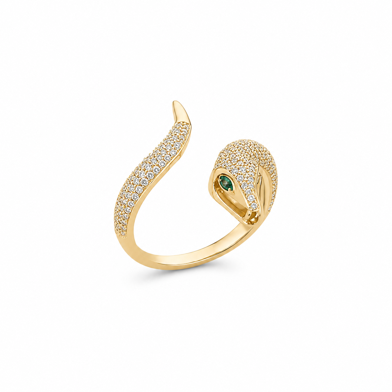 14KT Snake Wrap Around Cubic Zirconium Yellow Gold Ring [A4B1]