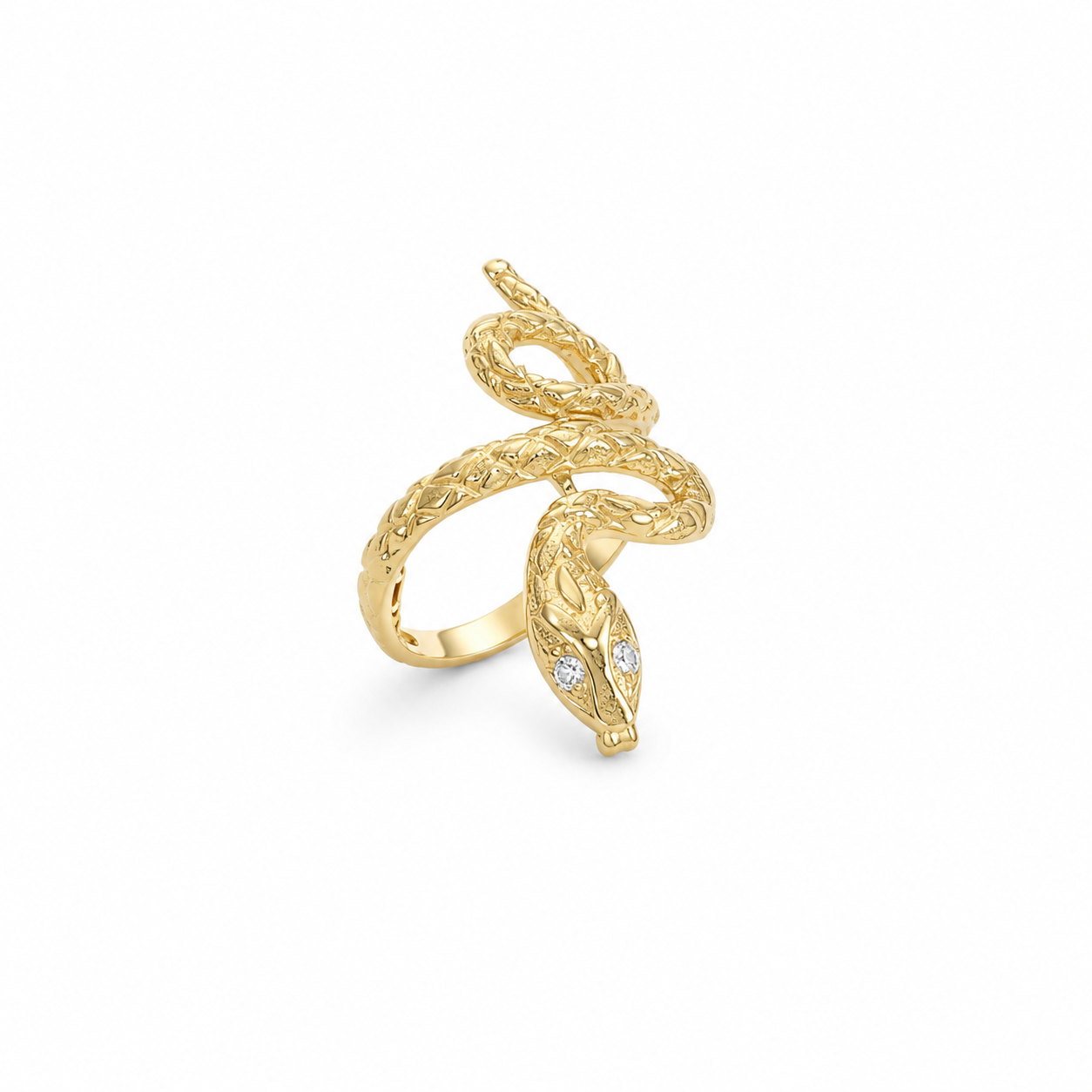 14KT Snake Wrap Cubic Zirconium Yellow Gold Ring [A6B4]