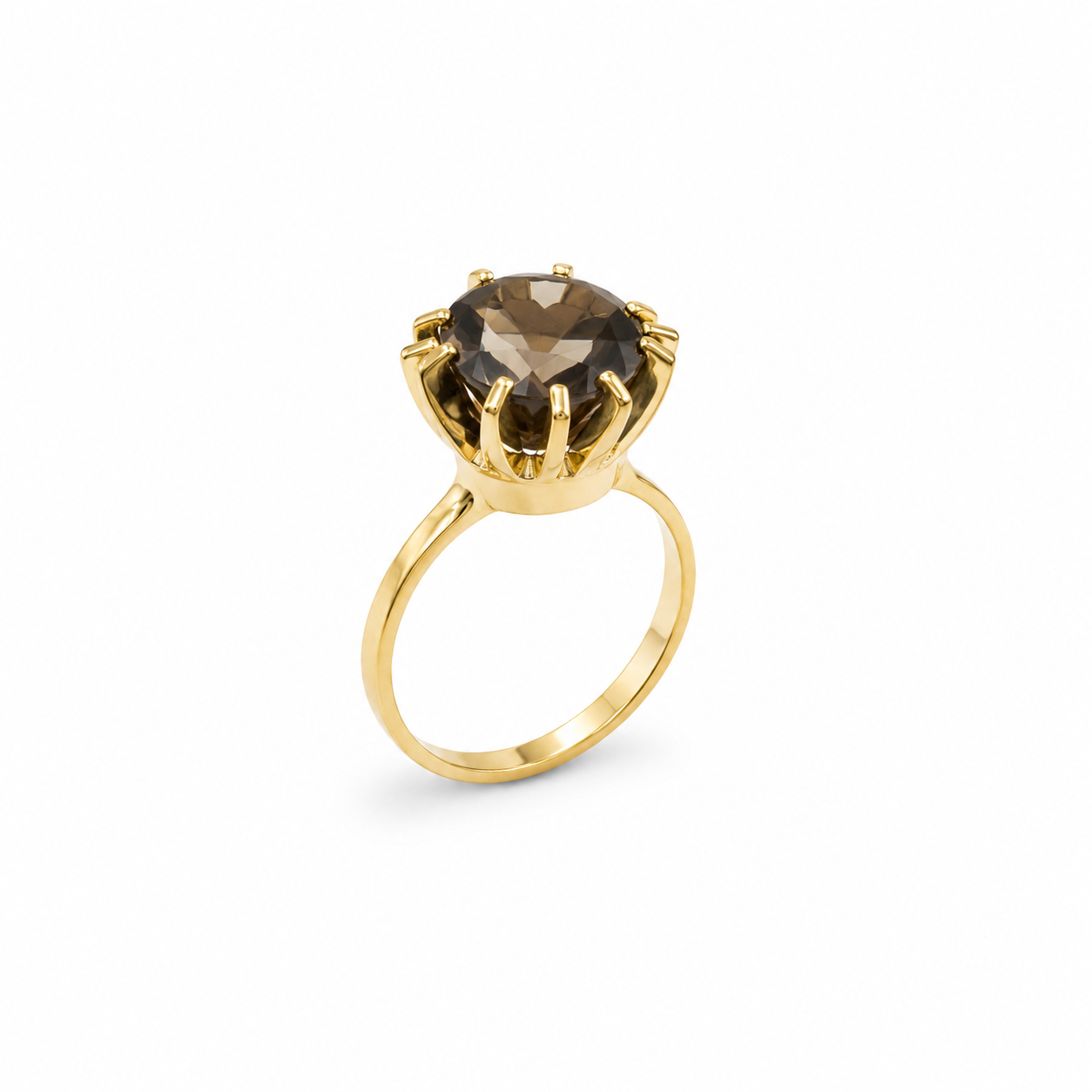 14KT Cubic Zirconium Center Stone Yellow Gold Ring [A4B1]
