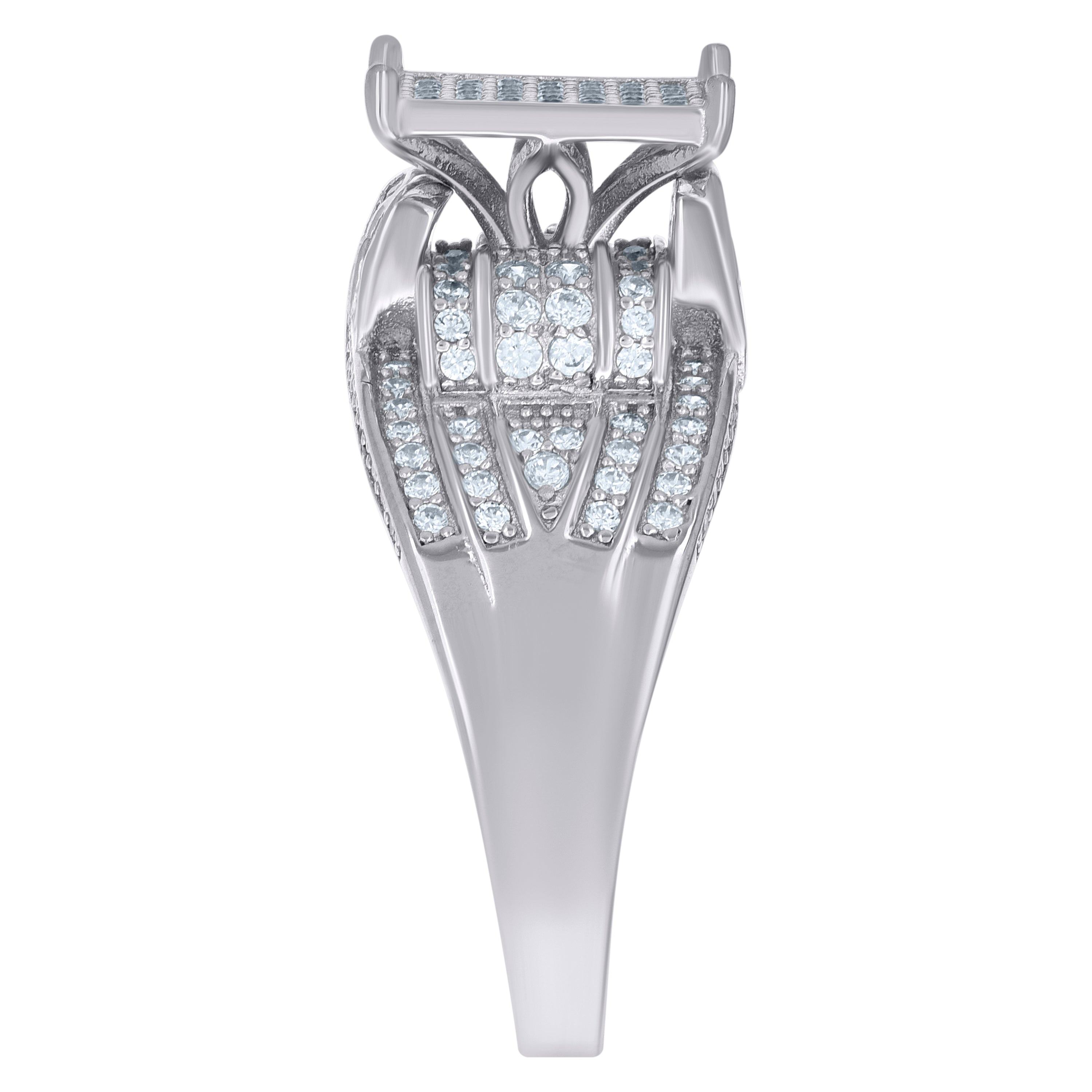 925 Sterling Silver Mens Cubic-Zirconia Square Head Fashion Ring