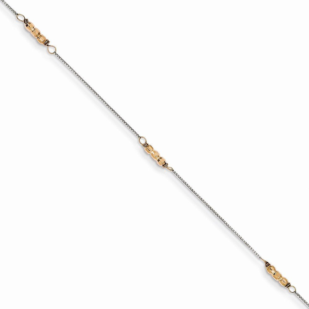 14K Two-Tone Mirror Beaded Anklet