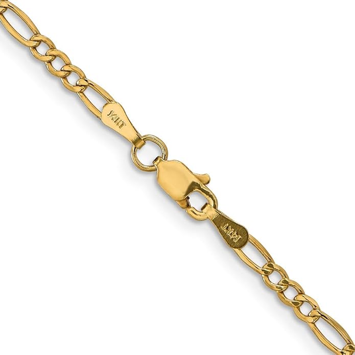 14k Yellow Gold Semi-Solid Figaro Chain