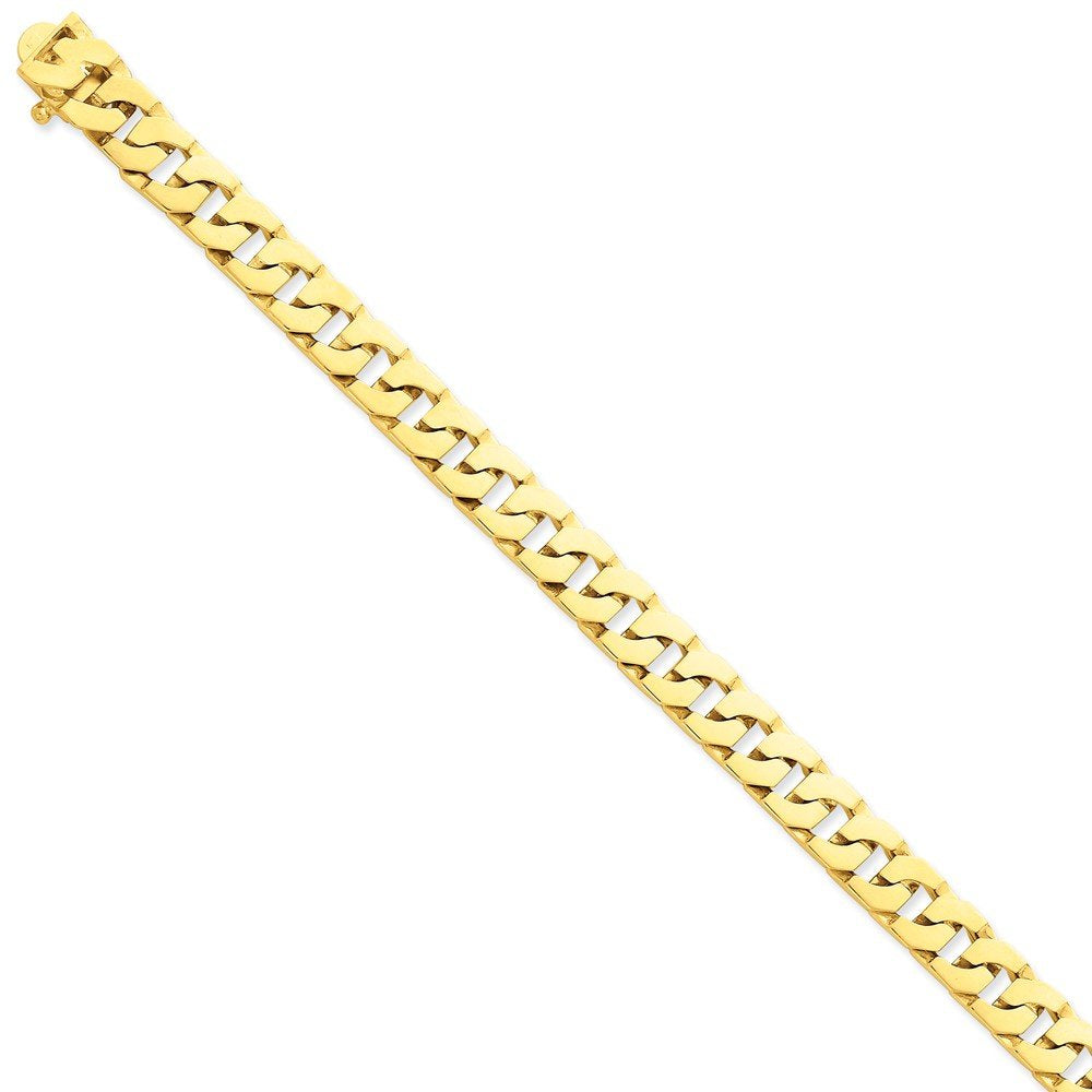 14K 8 Inch 10Mm Hand Polished Fancy Link With Box Catch Bracelet