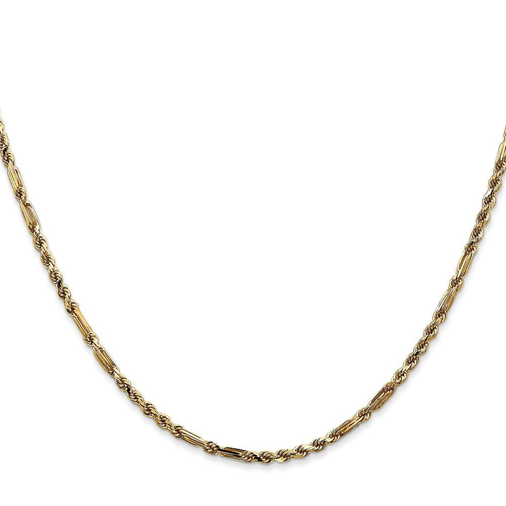 14K 24 Inch  2.25Mm Diamond-Cut Milano Rope With Lobster Clasp Chain