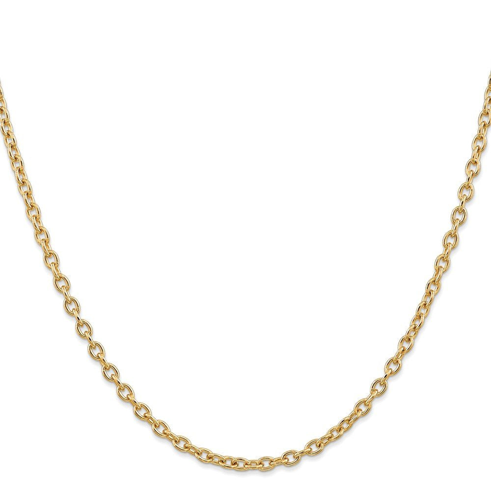 14K 20 Inch 3.2Mm Round Open Link Cable With Lobster Clasp Chain
