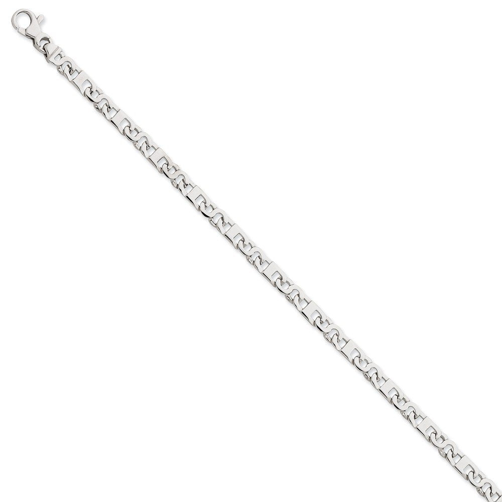 14K White Gold 8 Inch 4.4Mm Hand Polished Fancy Link With Fancy Lobster Clasp Bracelet