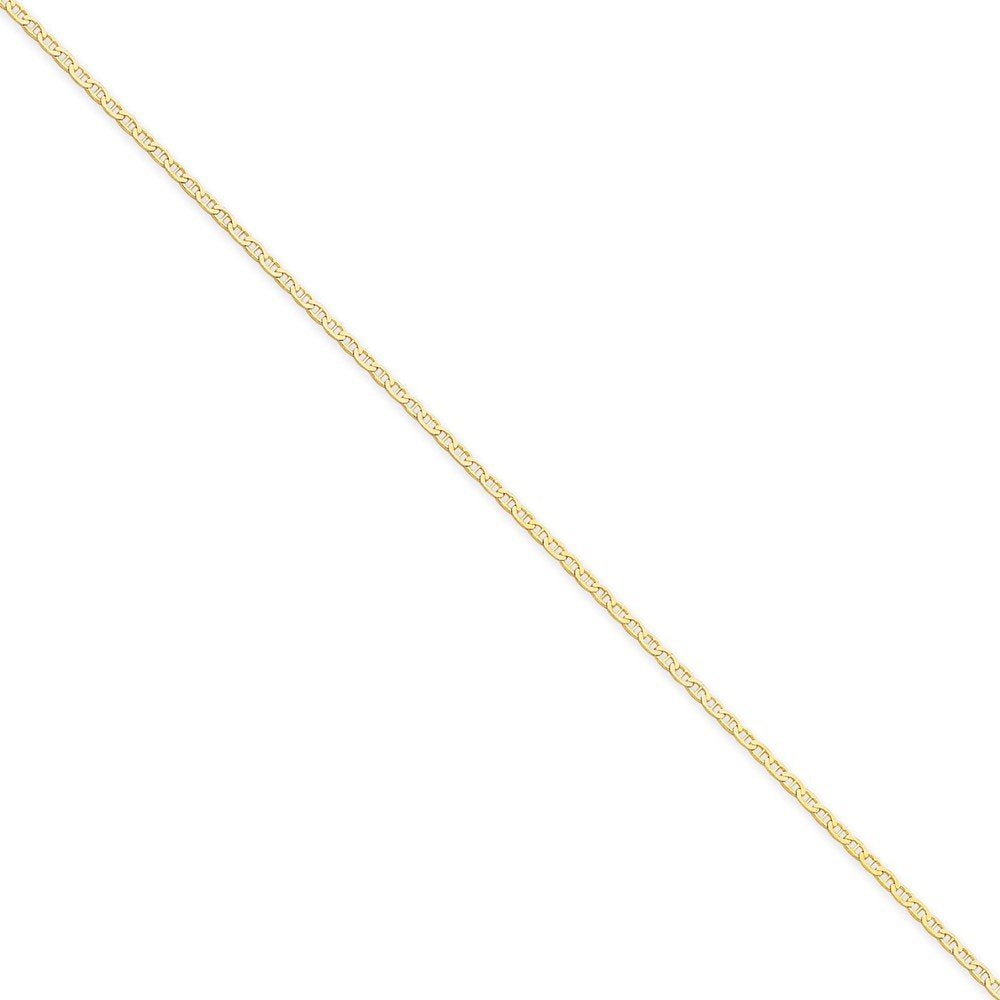 14K 9 Inch 1.5Mm Lightweight Flat Anchor Link With Lobster Clasp Anklet