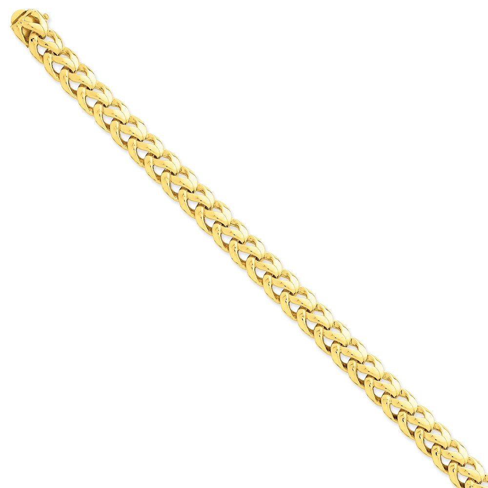 14K 8 Inch 8.6Mm Hand Polished Fancy Link With Box Catch Clasp Bracelet