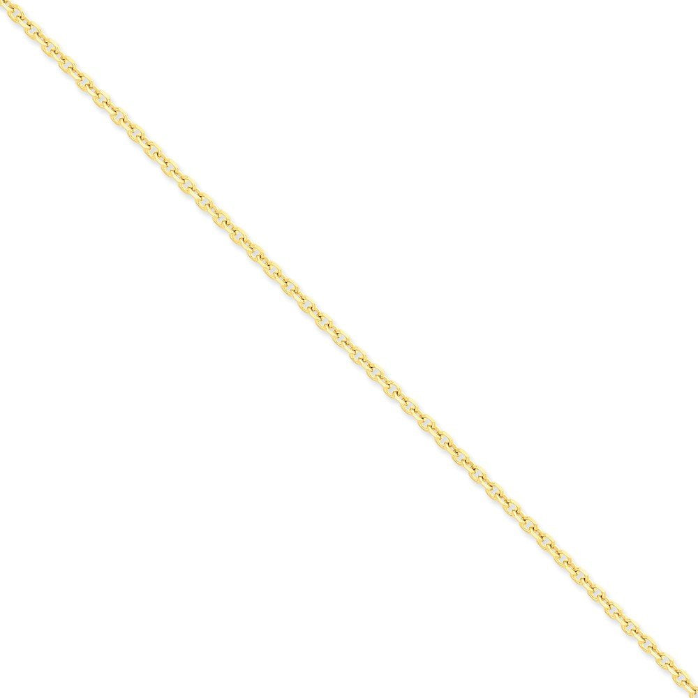 14K 20 Inch 3Mm Diamond-Cut Round Open Link Cable With Lobster Clasp Chain