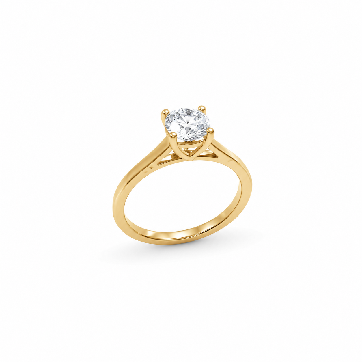 10KT Round Center Cubic Zirconium Yellow Gold Ring [A2B2]