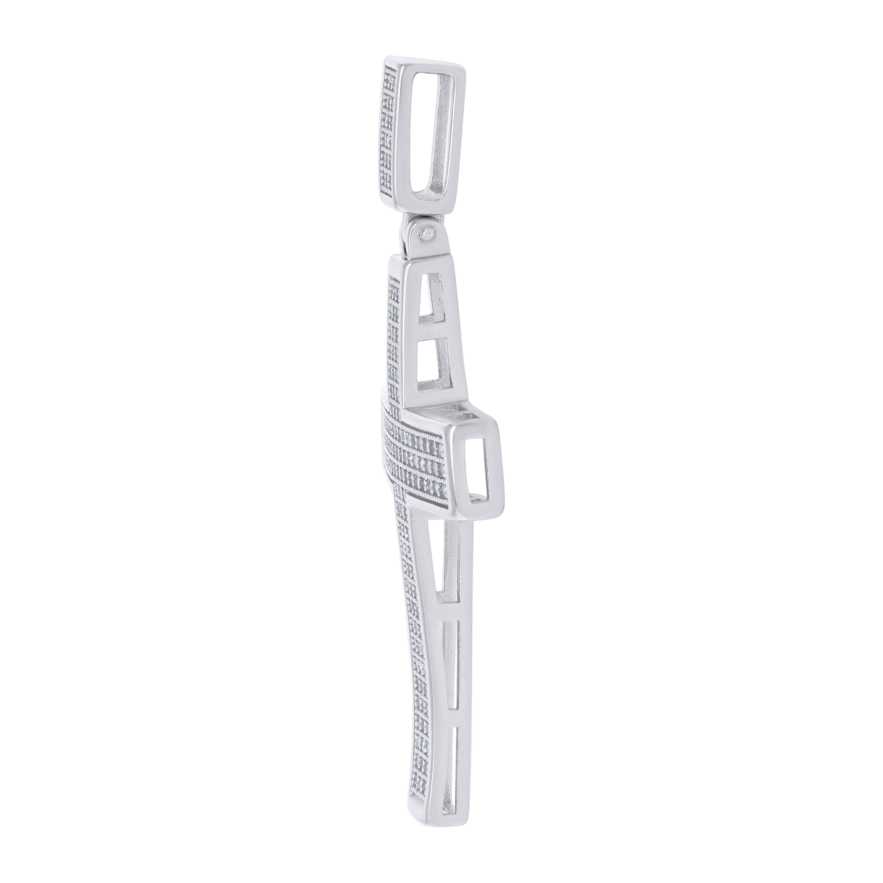 925 Sterling Silver Mens Cubic Zirconia Cross Religious Charm Pendant