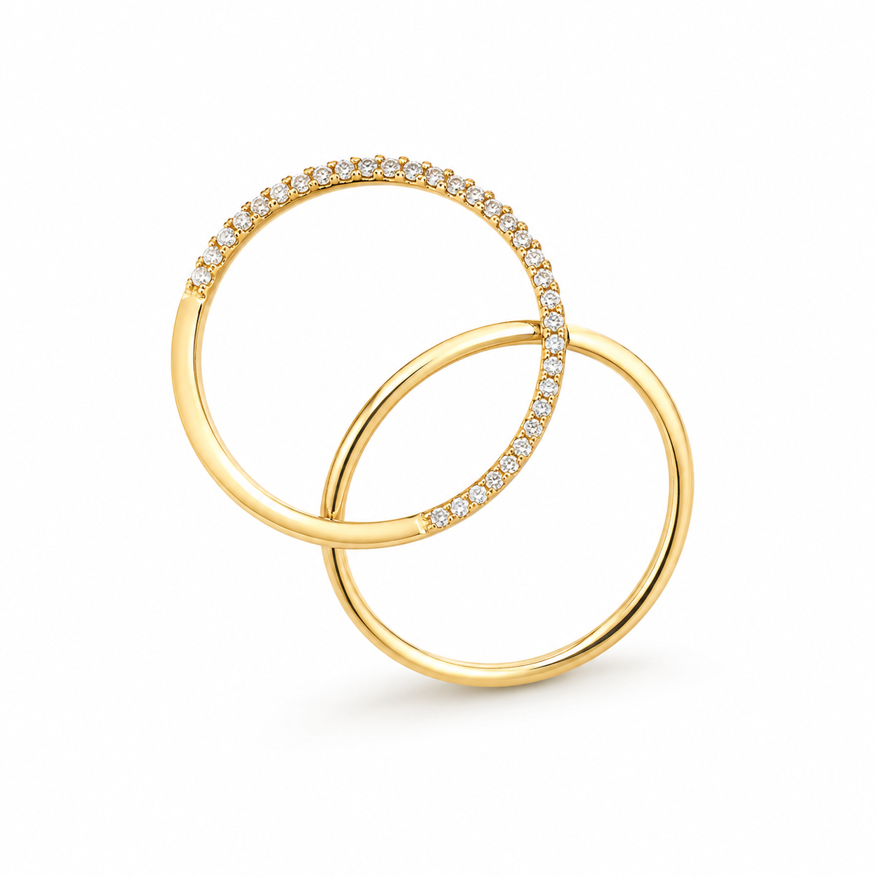 14KT Single Row Cubic Zirconium Yellow Gold Ring [A1B6]