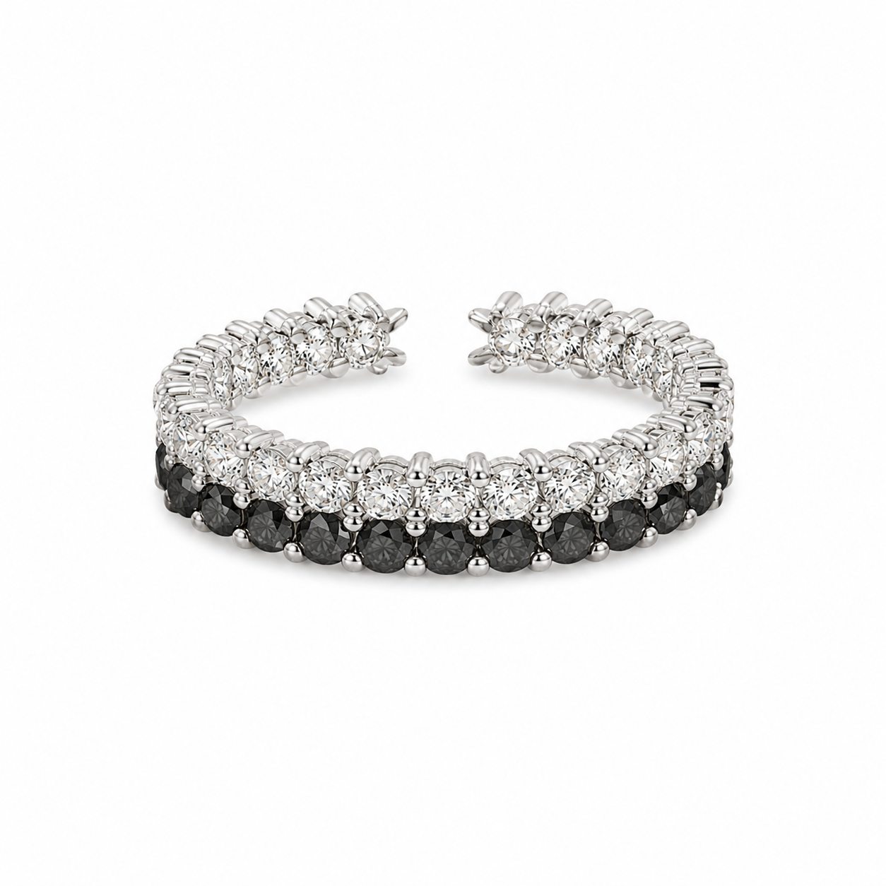18KT 2 Row Cubic Zirconium White Gold Ring [A3B2]