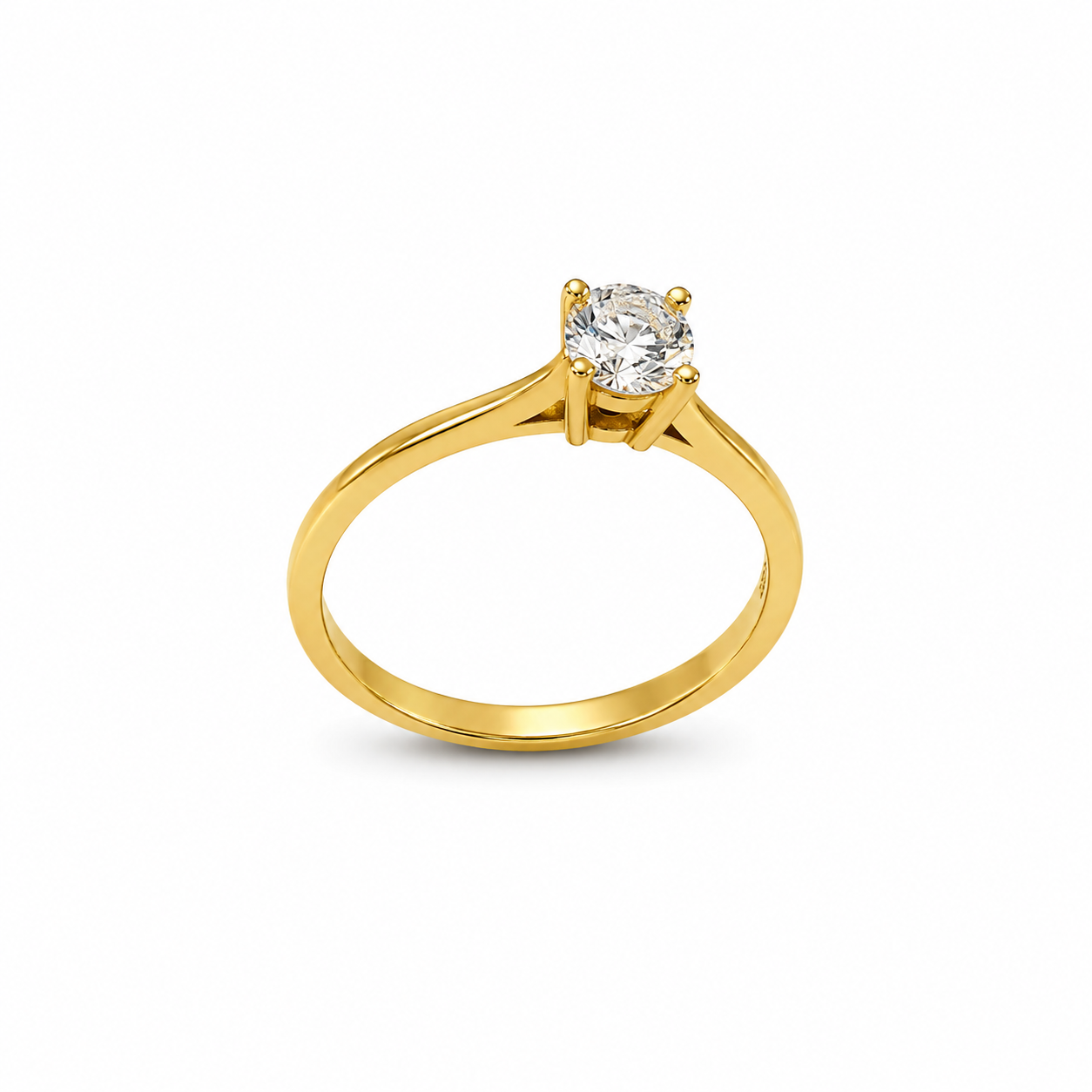10KT Round Center Cubic Zirconium Yellow Gold Ring [A2B3]