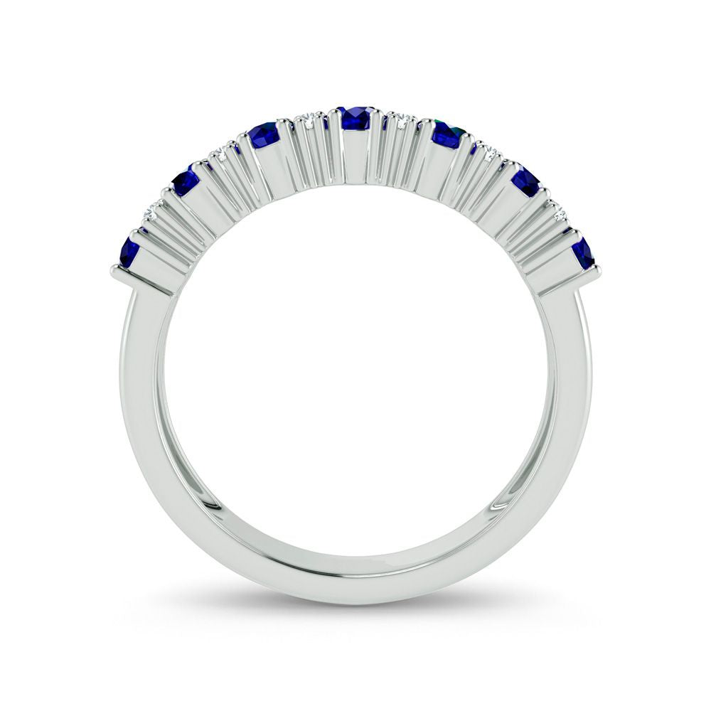 14K White Gold 0.10Ct Diamond Sapphire Ring