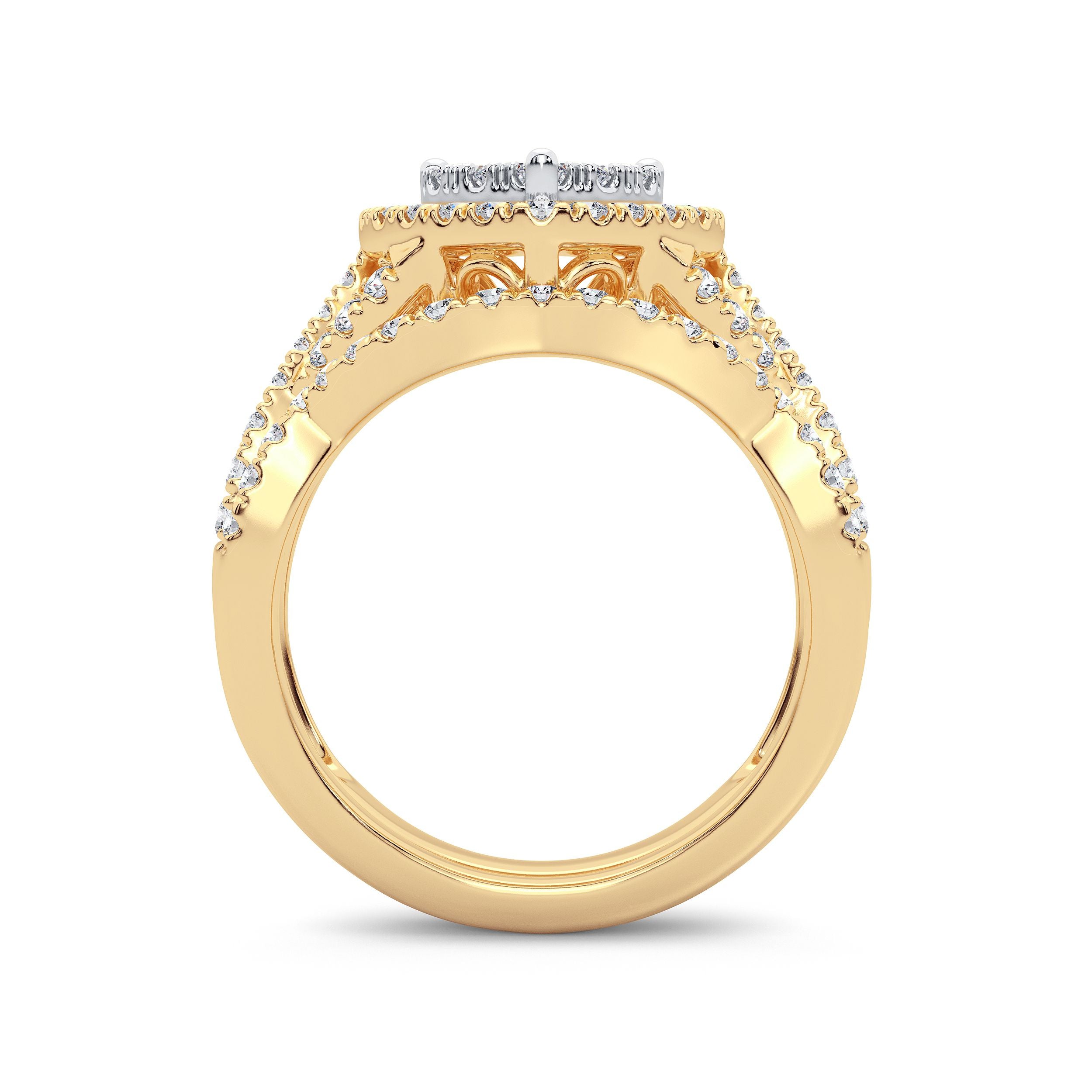 14K Yellow Gold Dazzling 1.00Ct Diamond Bridal Ring