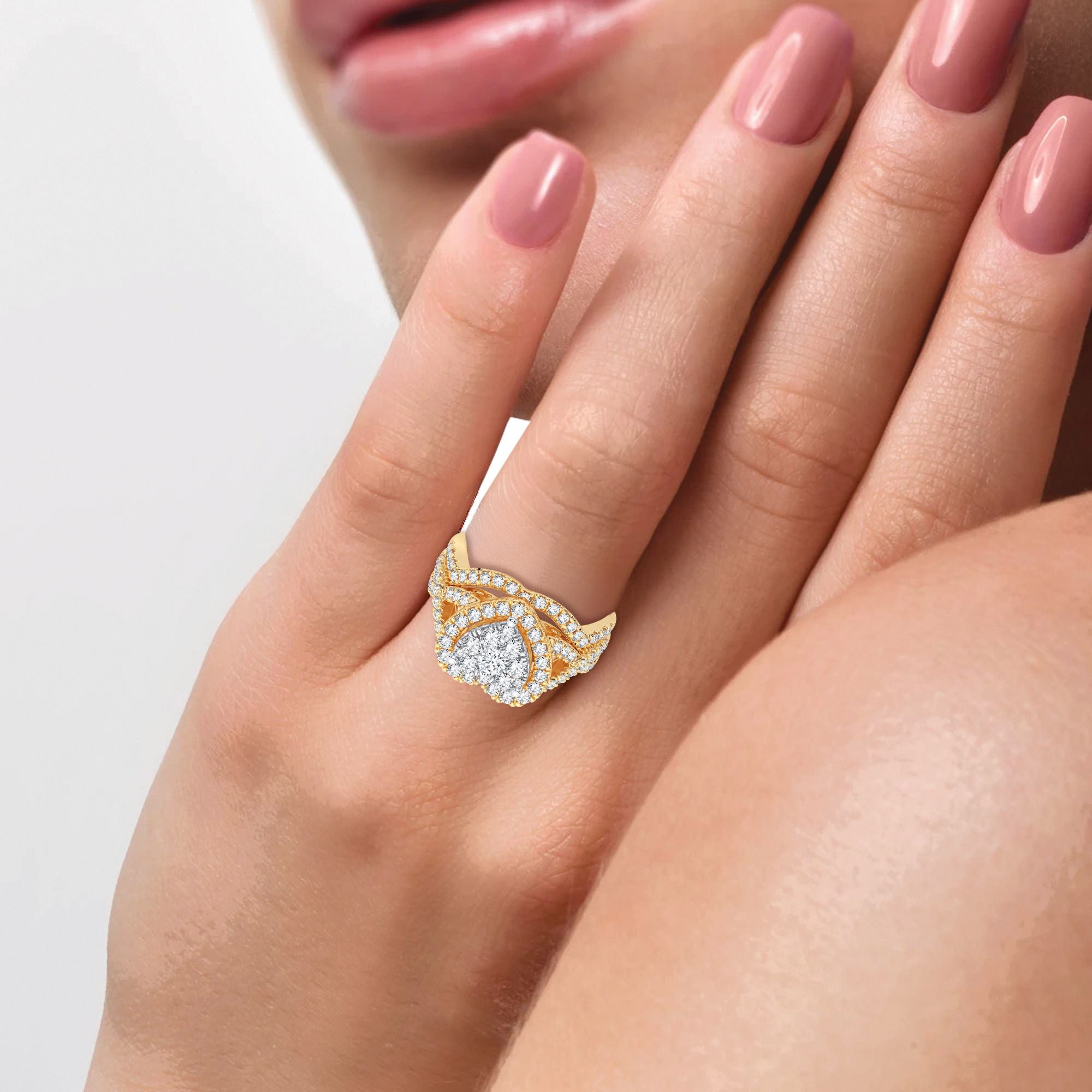 14K Yellow Gold Dazzling 1.00Ct Diamond Bridal Ring