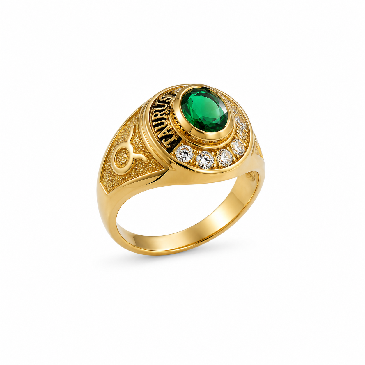 14KT Taurus Cubic Zirconium Yellow Gold Ring [A4B4]