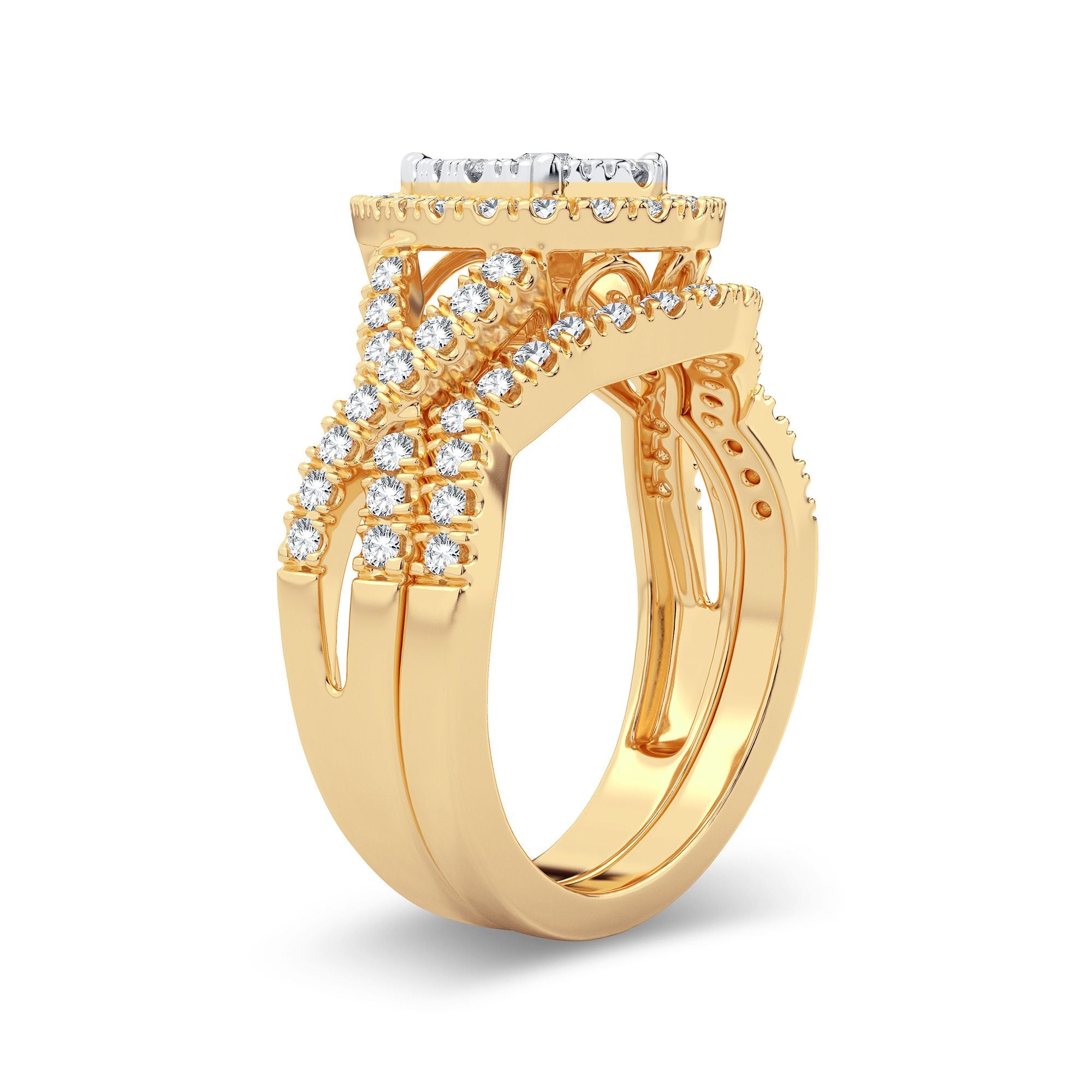 14K Yellow Gold Magnifcnet 1.00Ct Diamond Bridal Ring