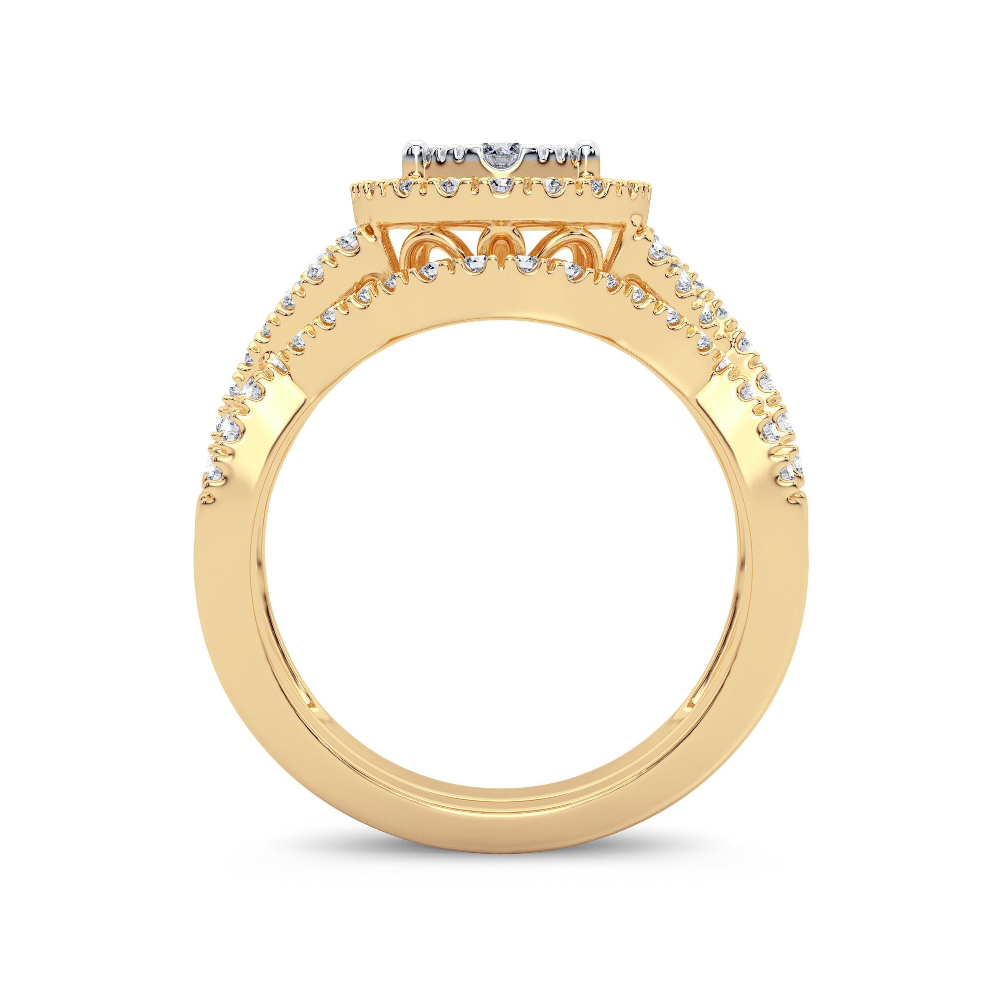 14K Yellow Gold Magnifcnet 1.00Ct Diamond Bridal Ring