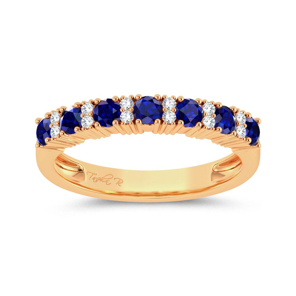 14K Yellow Gold 0.10Ct Diamond Sapphire Ring