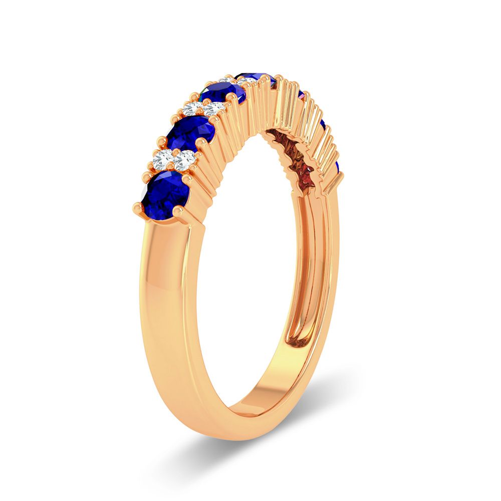 14K Yellow Gold 0.10Ct Diamond Sapphire Ring