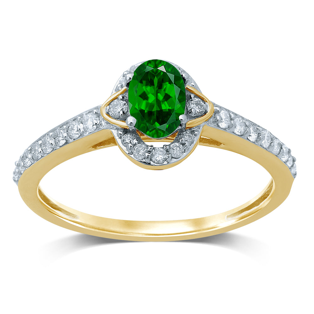 14K White Gold Gorgeous 0.25Ct Diamond Emerald   Ring