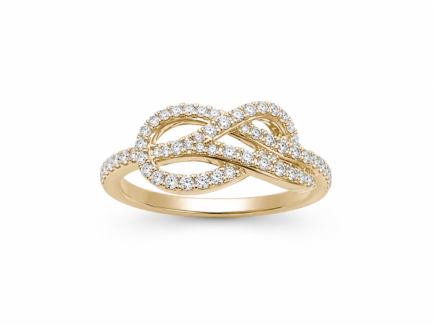 10KT Twist Design Cubic Zirconium Yellow Gold Ring [A3B1]