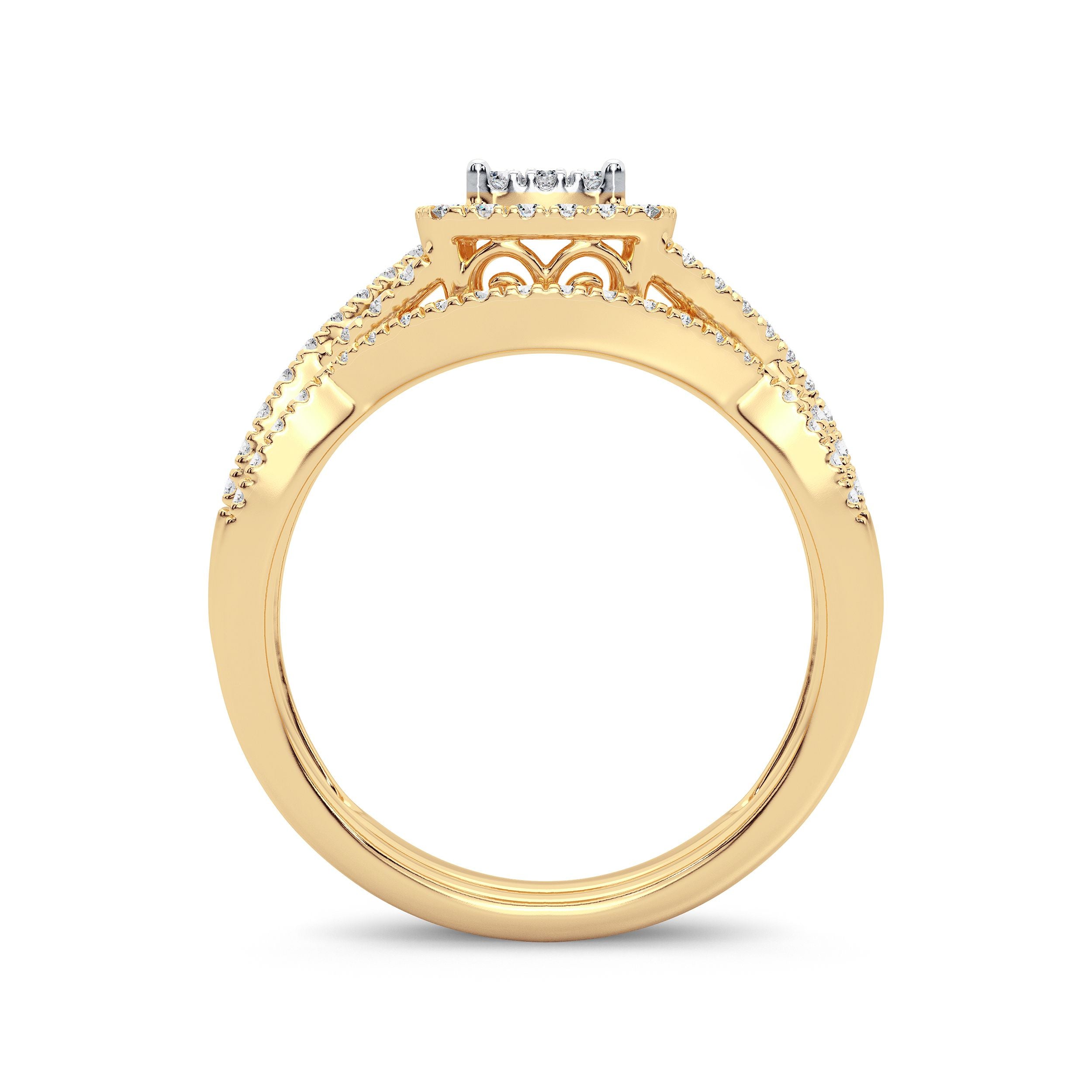 14K Yellow Gold Exquisite 0.50Ct Diamond Bridal Ring