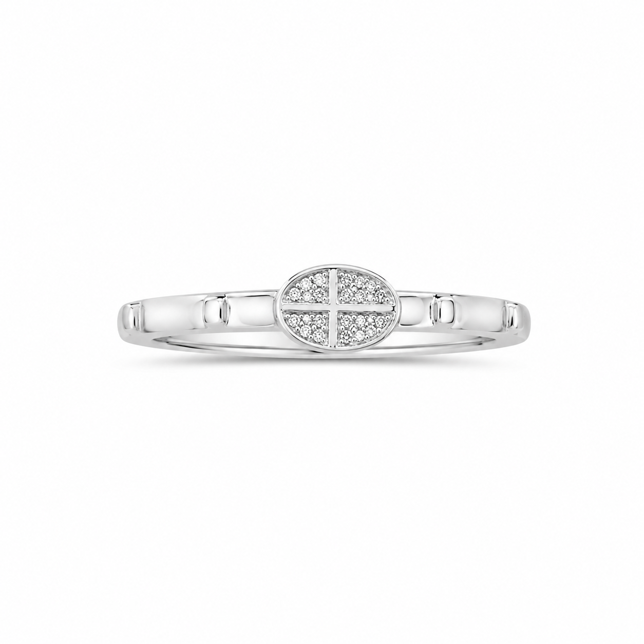 14KT Crucifix White Gold Ring {A1B2]