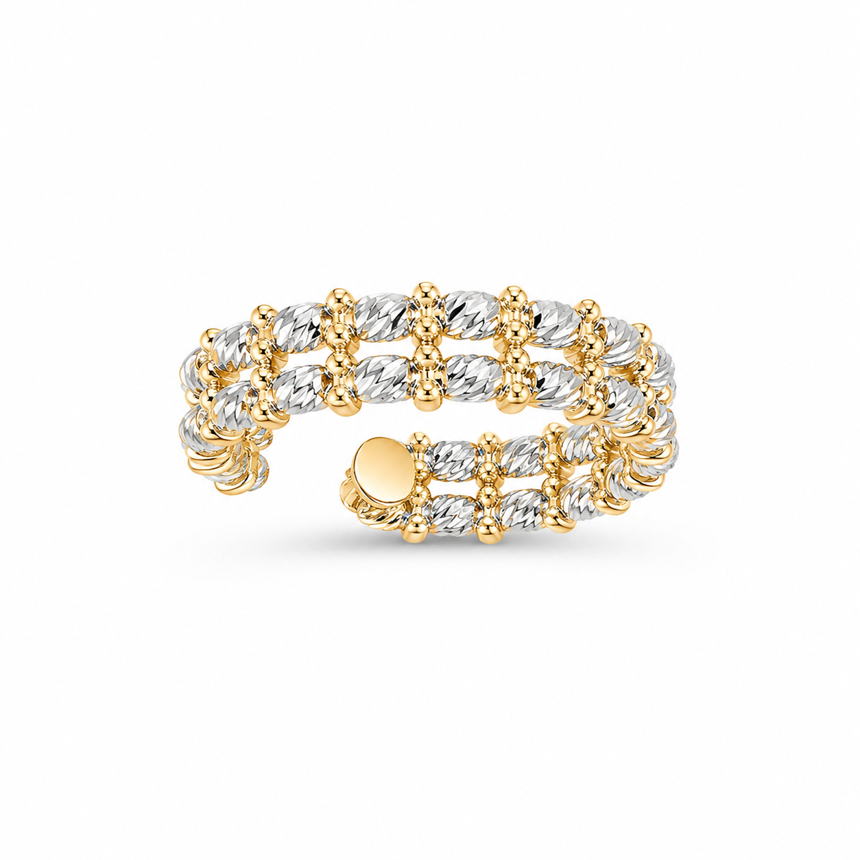 14KT Two Row Cubic Zirconium Yellow Gold Ring [A3B0]