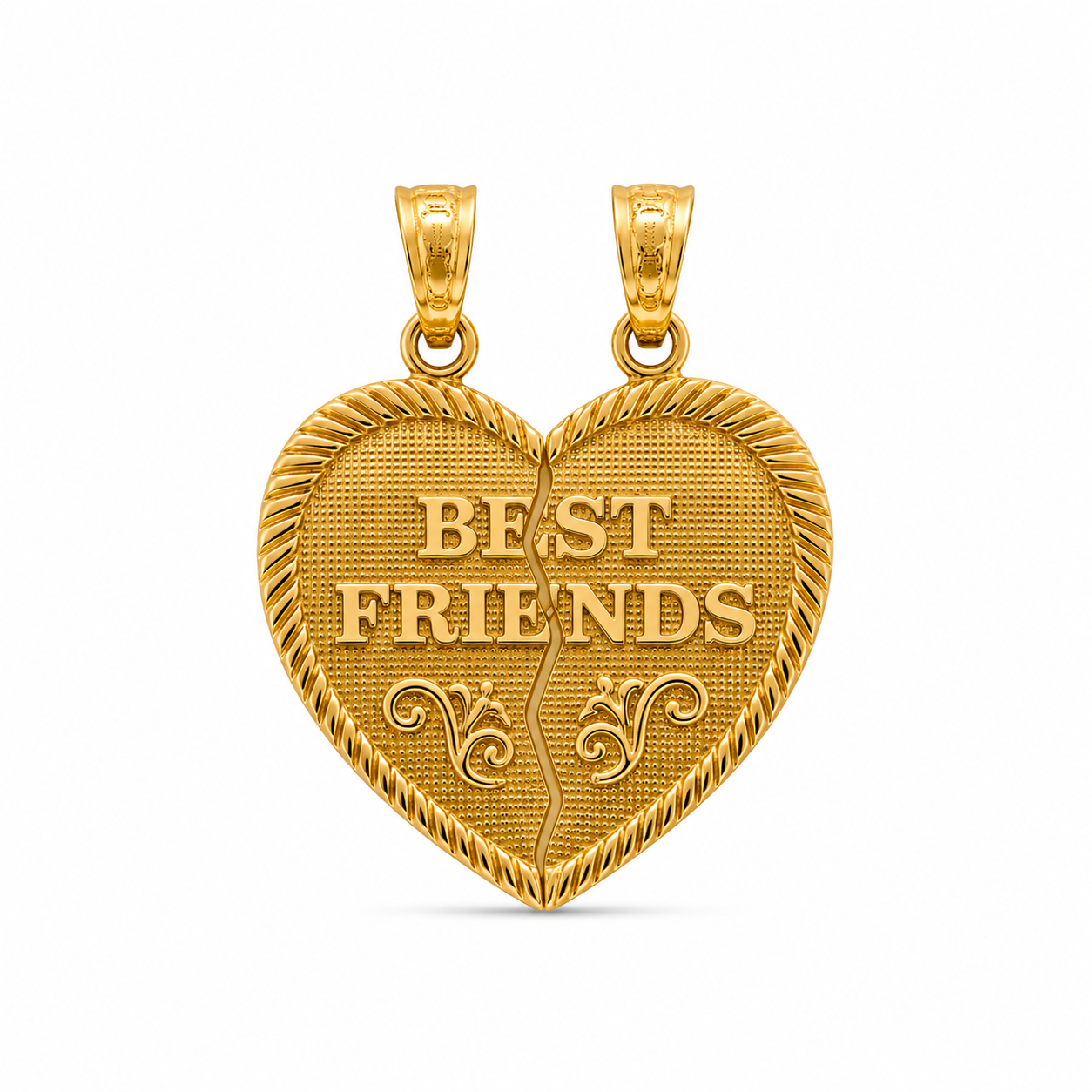 14KT Best Friends Heart Yellow Gold Pendant [A2B1]