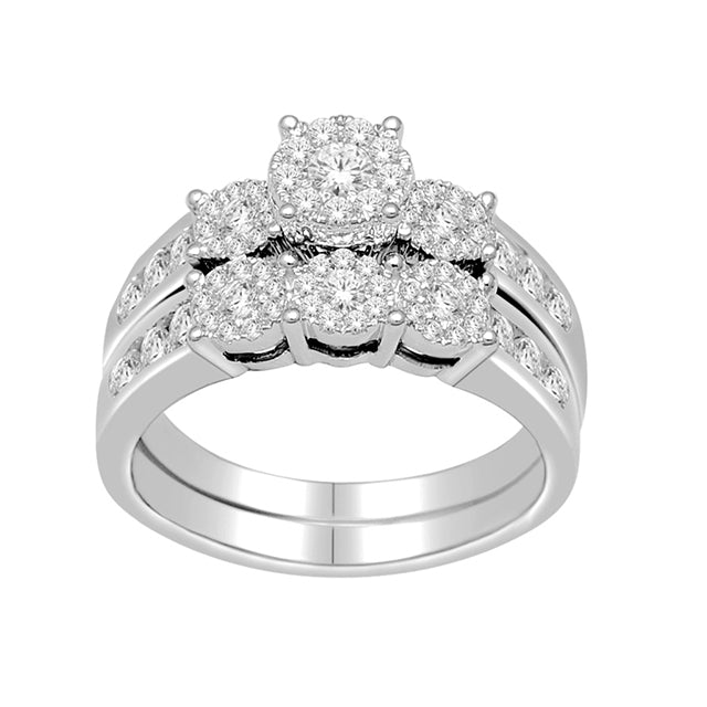 14K White White Gold Ladies Ring With 1.00 Ct Round Diamonds