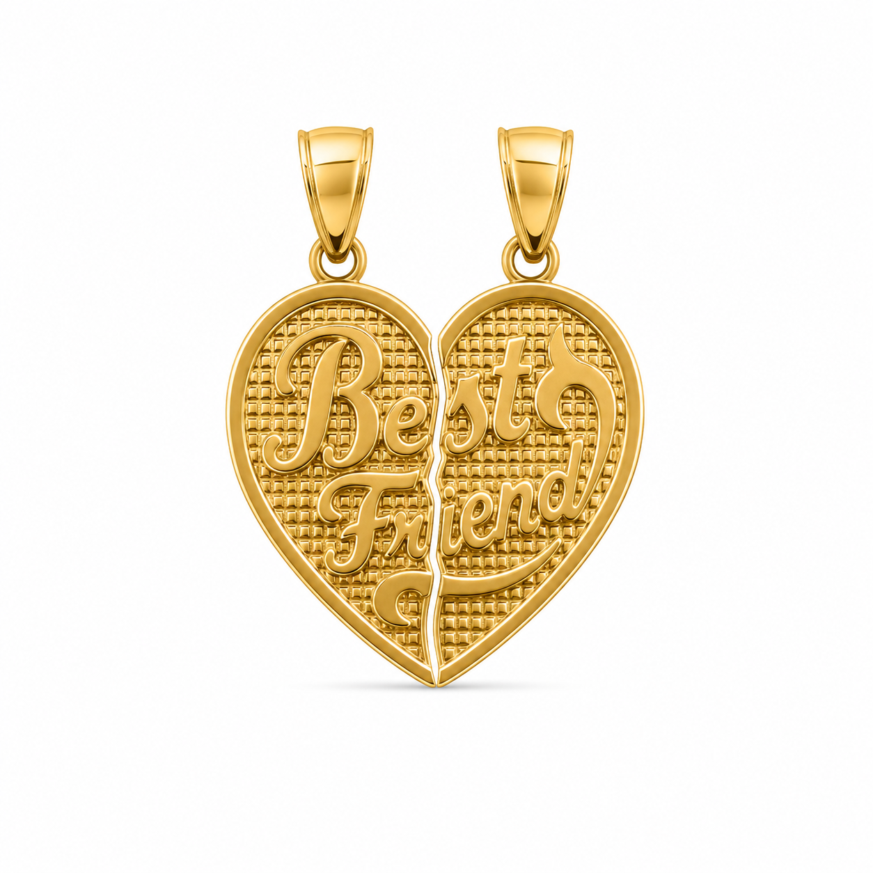 14KT Best Friend Heart Yellow Gold Pendant [A4B1]