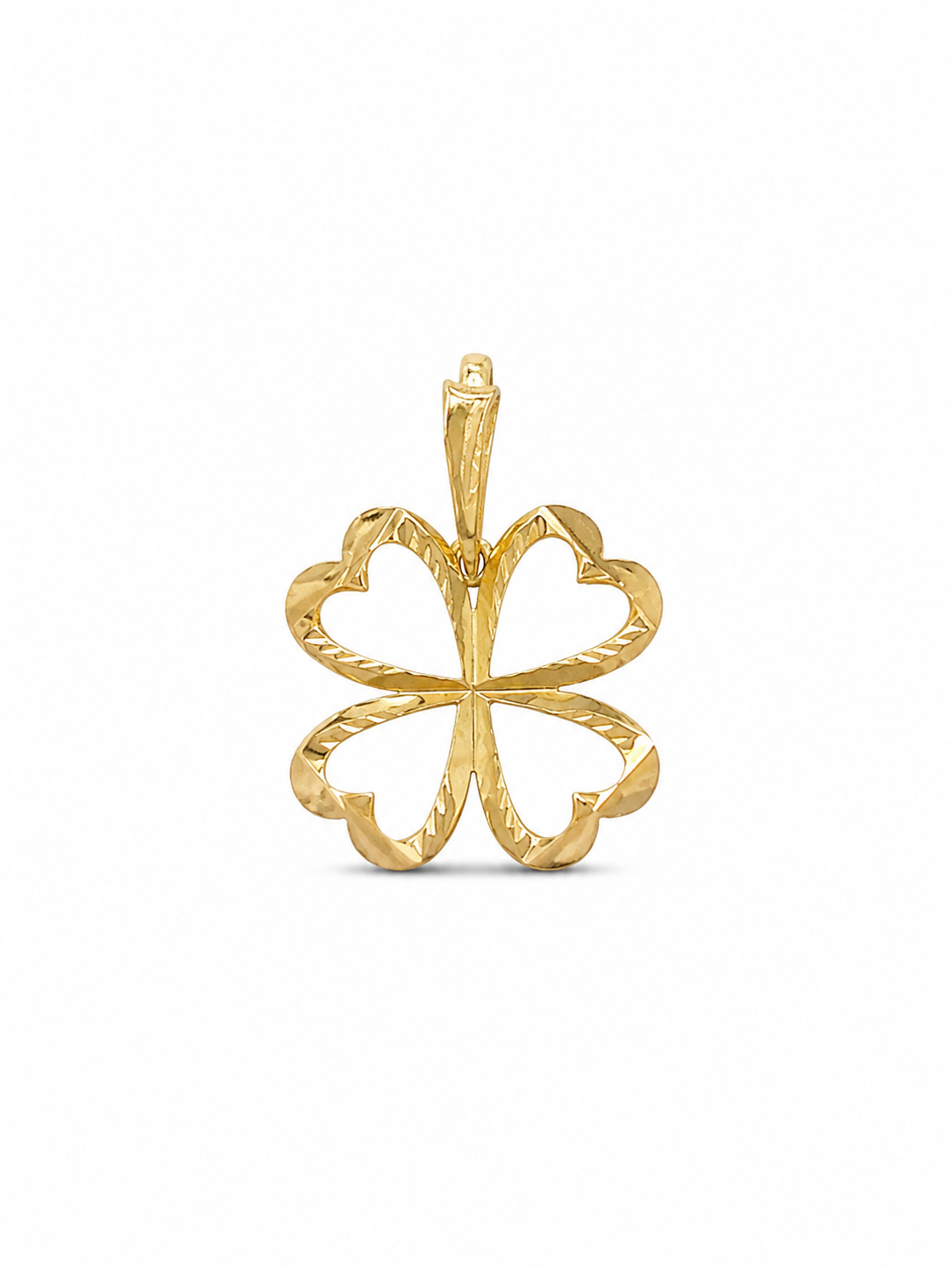 14KT Four Leaf Clover Yellow Gold Pendant [A0B4]