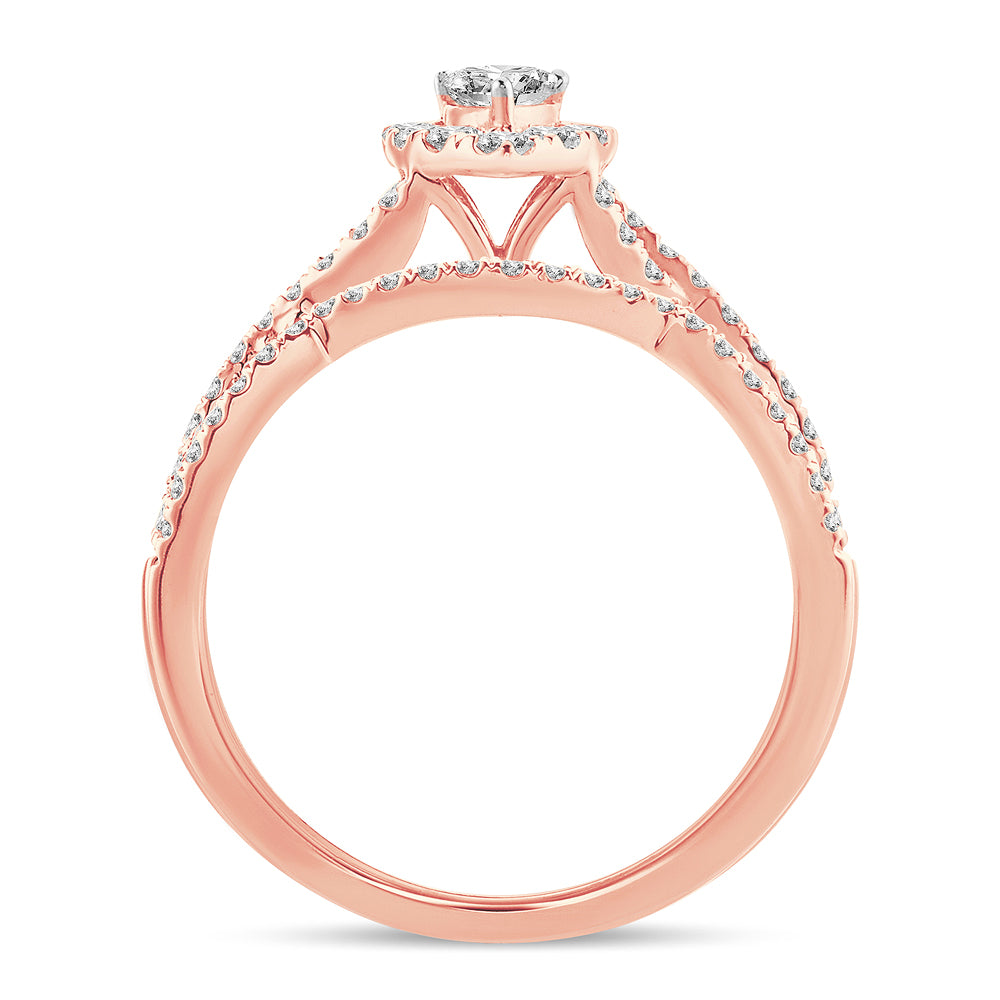 14K Rose Gold Magnifcnet 0.75 Fancy Cut Bridal